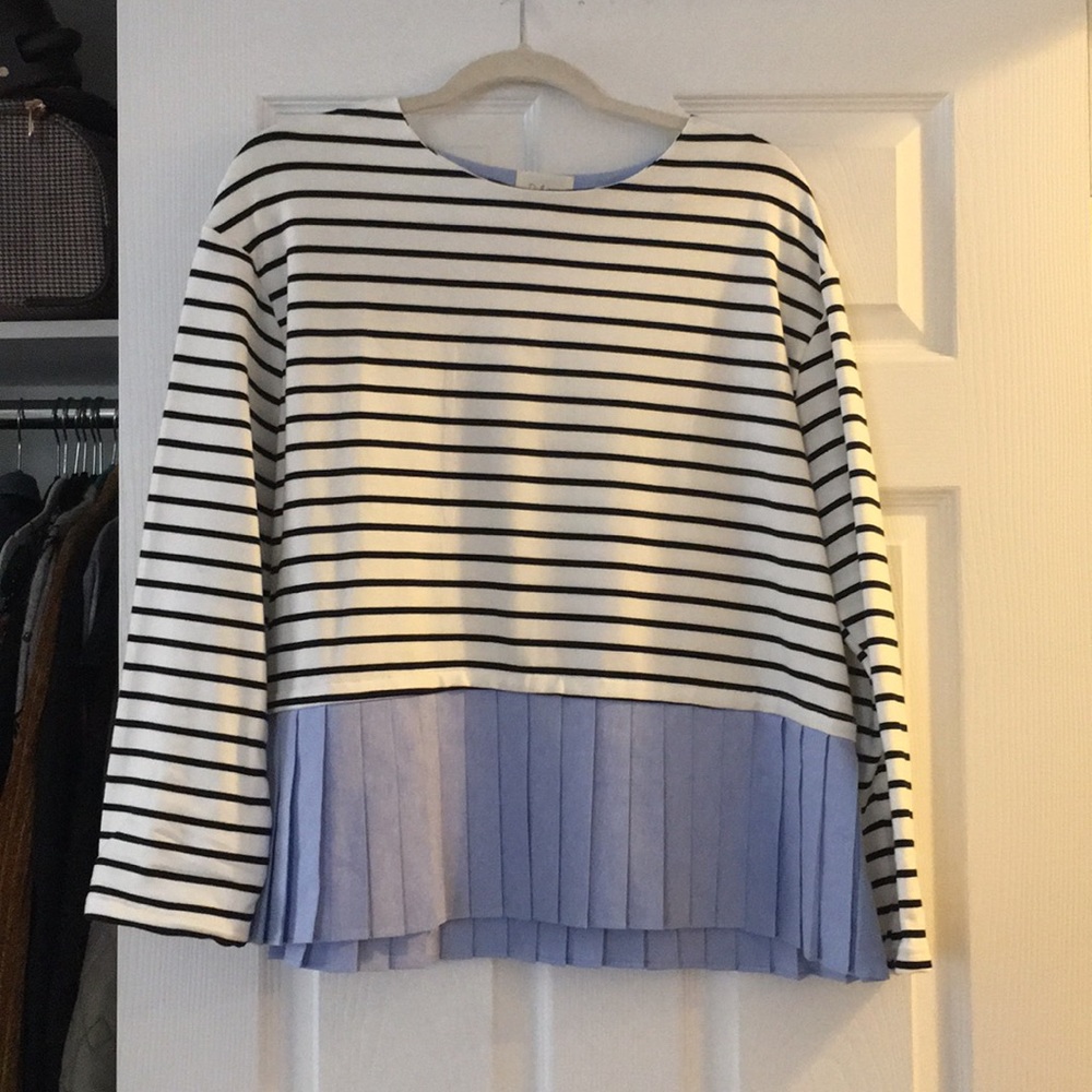 Anthropologie striped top with oxford peplum